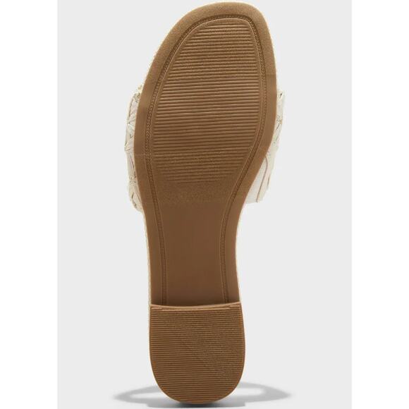 Ariella Woven Raffia Slide Sandals with Memory Foam Insole White Size 8 - Picture 4 of 4